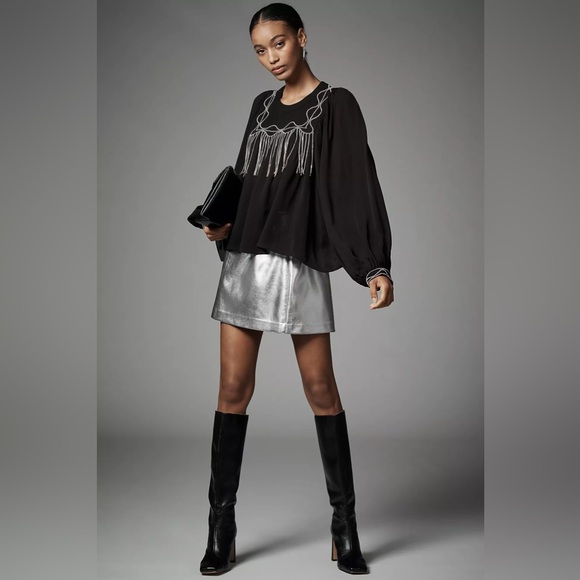 Anthropologie Tops - Anthropologie Ollari Rhinestone-Embellished Blouse